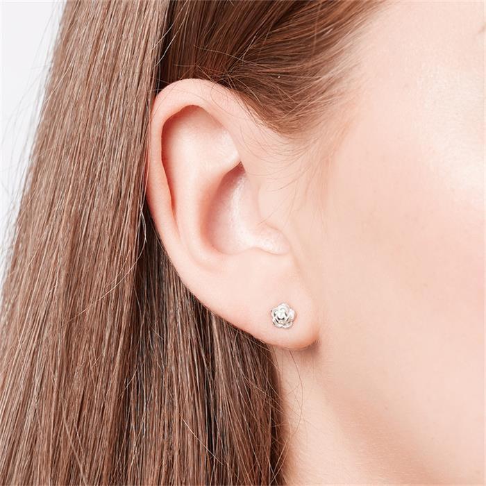 Sterling silver stud earrings rose blossom