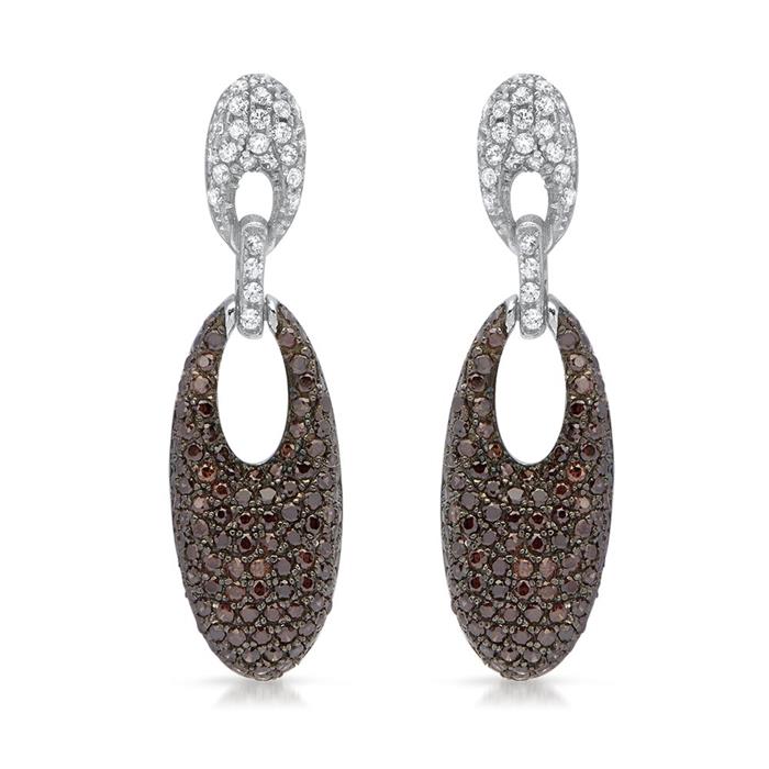 Filigree silver stud earrings with zirconia pavee