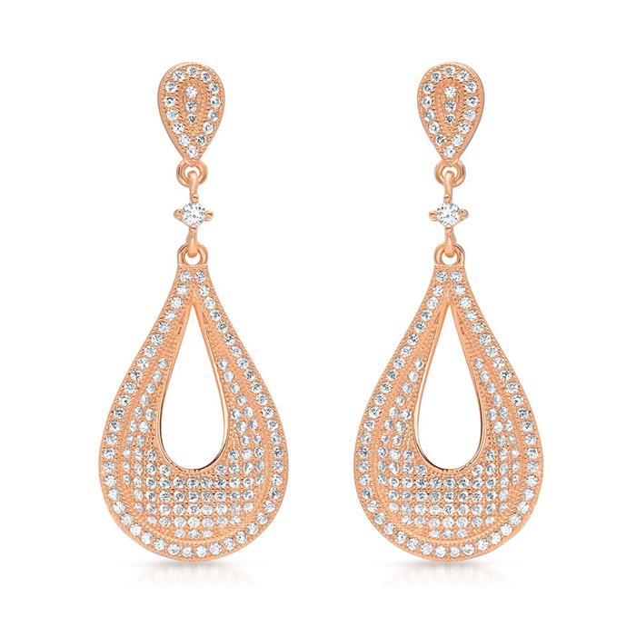 Rose gold plated silver earrings with micro pavé