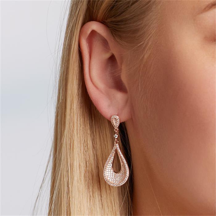 Rose gold plated silver earrings with micro pavé