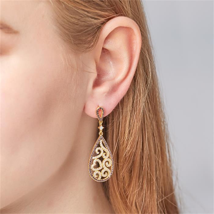 Premium sterling silver stud earrings with mirco-pavé