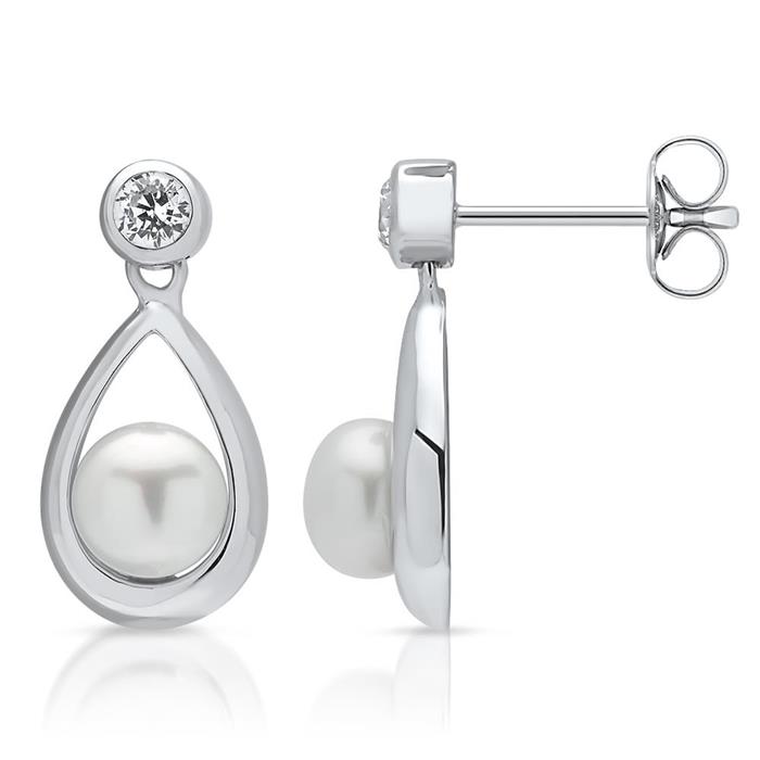 Sterling sterling silver stud earrings with freshwater pearls