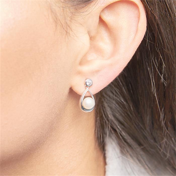 Sterling sterling silver stud earrings with freshwater pearls