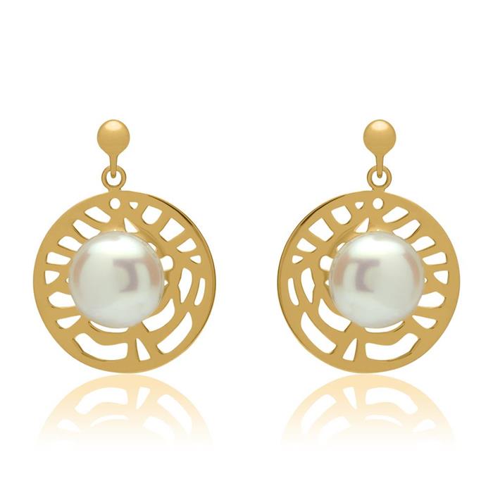 Gold-plated earrings Oval pearl sterling silver