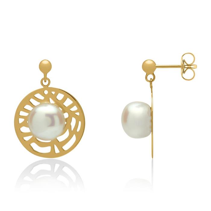 Gold-plated earrings Oval pearl sterling silver