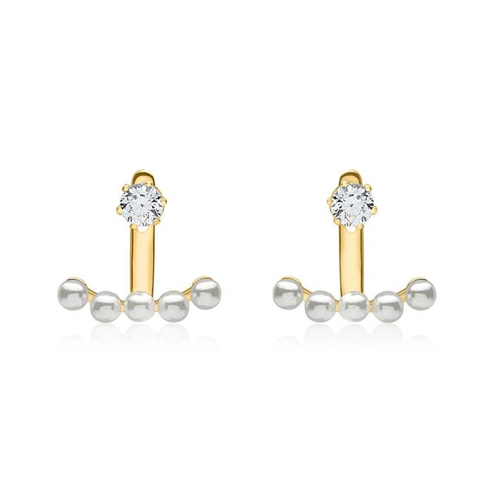 Ear jackets zirconia beads silver gold plated