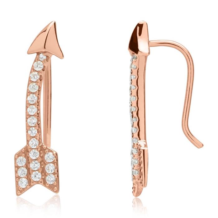 Extravagant earrings sterling silver pink arrow