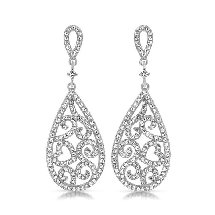 Chandelier stud earrings sterling silver zirconia