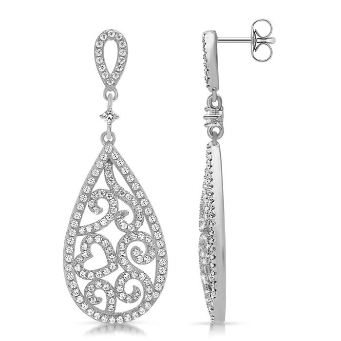 Chandelier stud earrings sterling silver zirconia