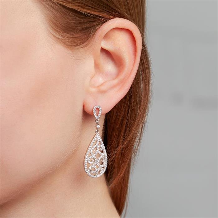 Chandelier stud earrings sterling silver zirconia