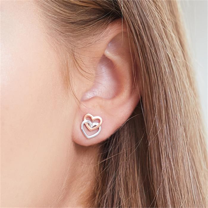 Ear studs made of sterling silver bicolor