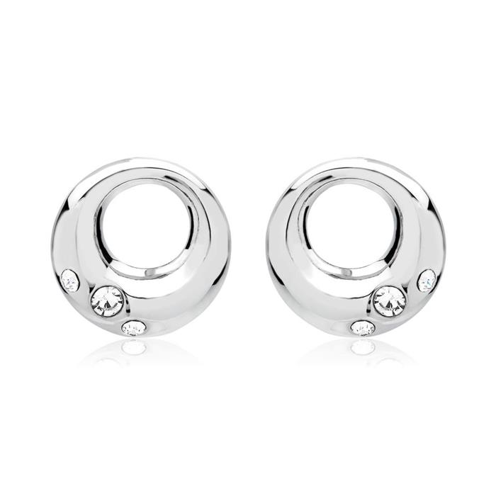 Sterling sterling silver stud earrings high gloss polished with zirconia