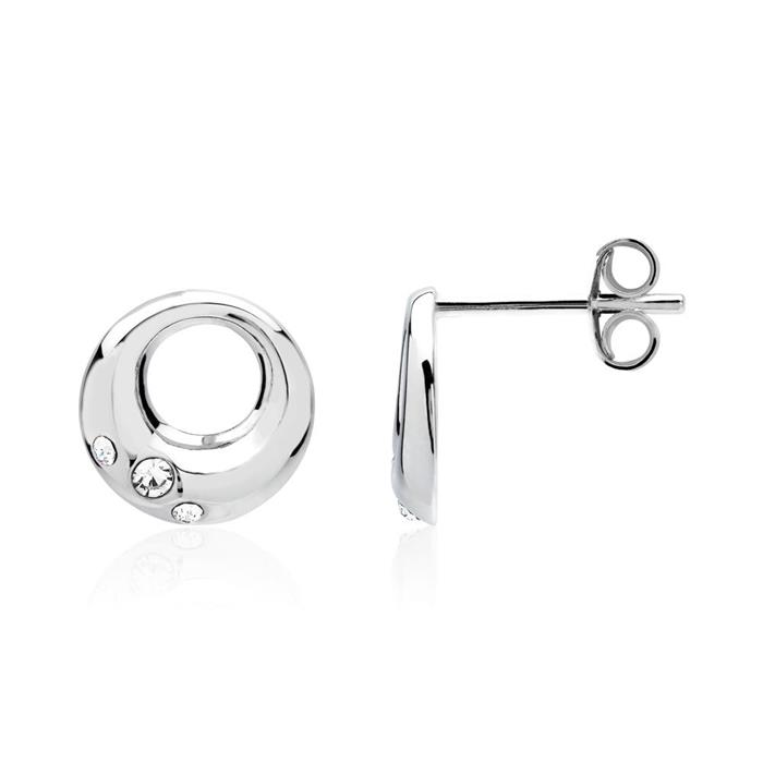 Sterling sterling silver stud earrings high gloss polished with zirconia