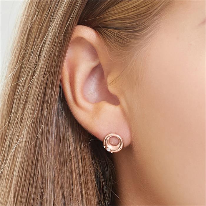Rose gold plated stud earrings sterling silver zirconia