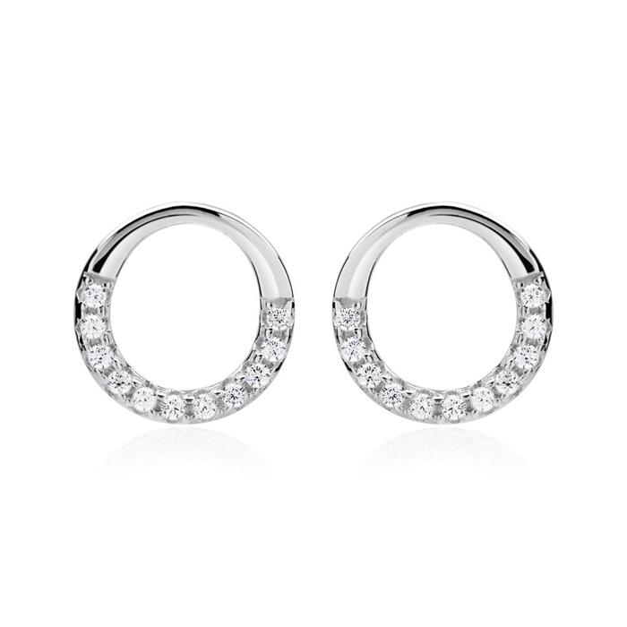 Sterling sterling silver stud earrings high gloss polished zirconia