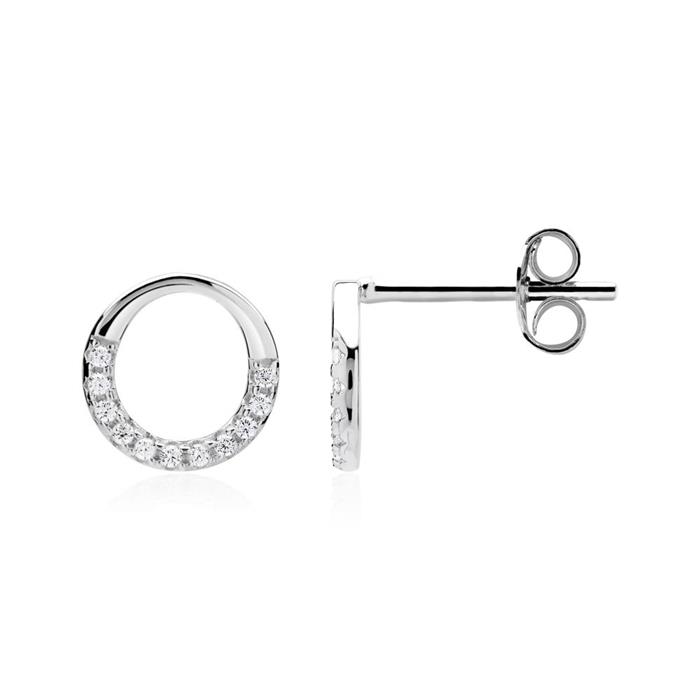 Sterling sterling silver stud earrings high gloss polished zirconia