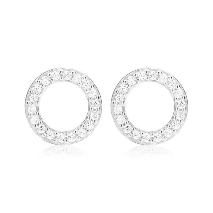 925 sterling zilveren oorstekers cirkelvormig ontwerp met witte Zirkonia