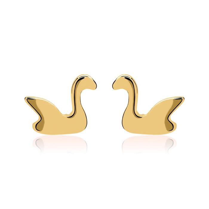 Pendientes plata 925 oro IP cisne