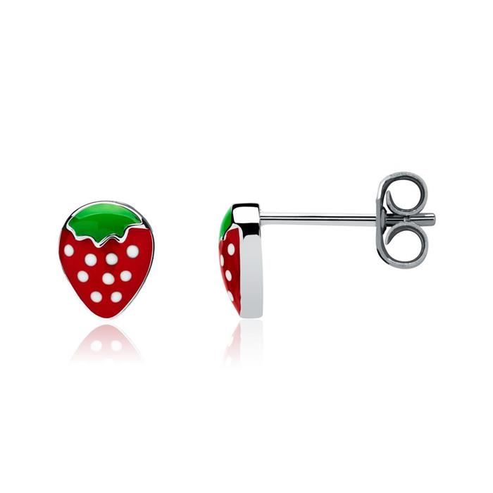 Strawberry stud earrings sterling silver