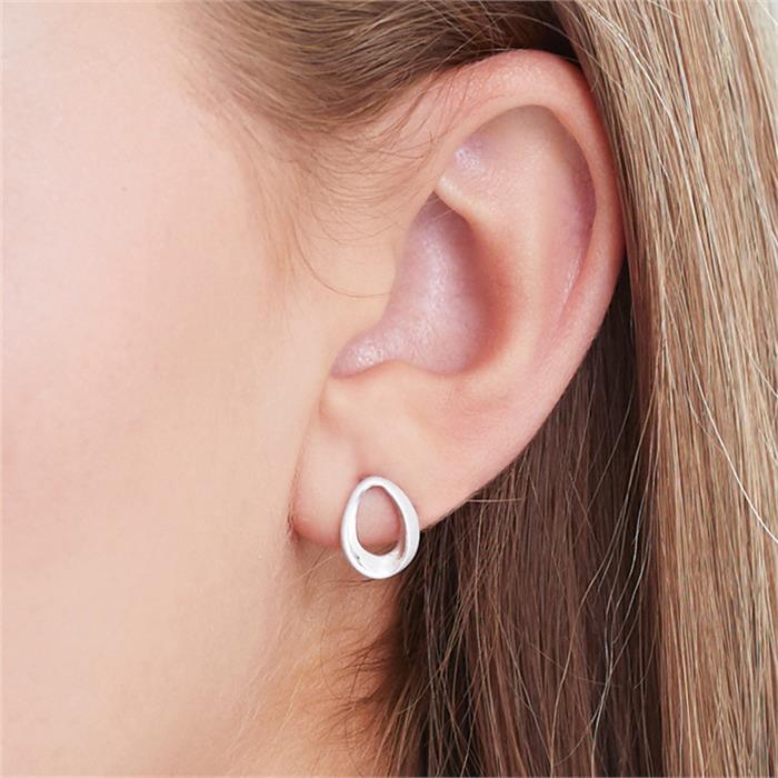 Oval stud earrings sterling silver
