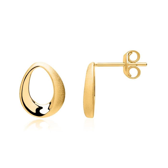 Silver gold-plated Oval stud earrings