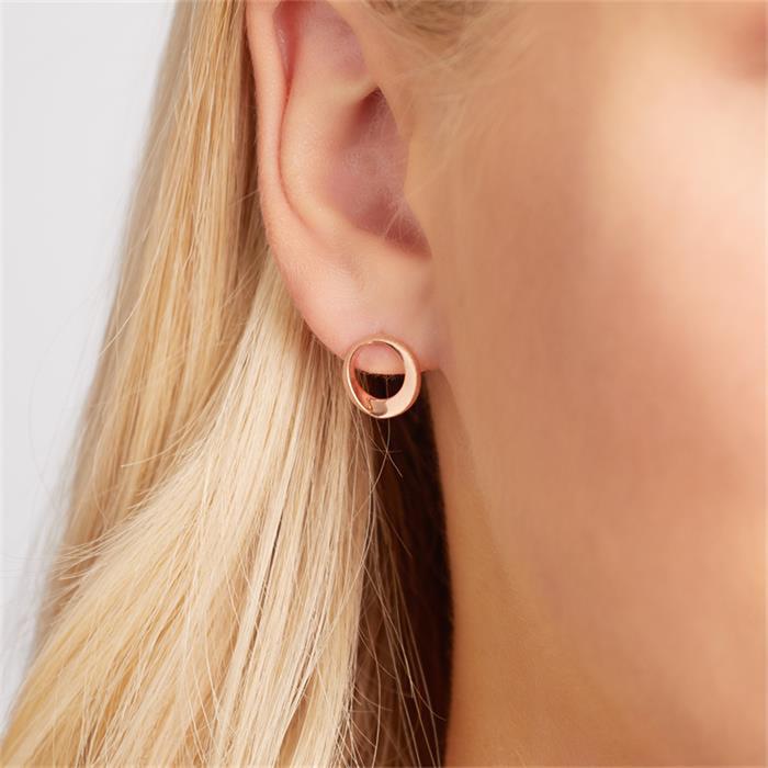 Ear studs rose gold plated circular element