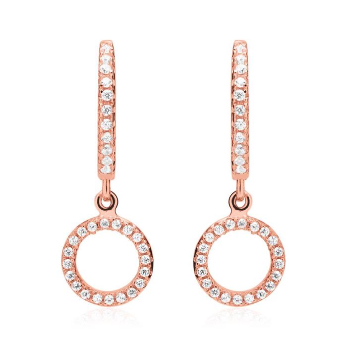 Ladies earrings sterling silver rose gold plated with zirconia