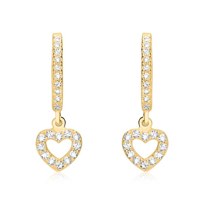 Heart of gold-plated sterling silver zirconia
