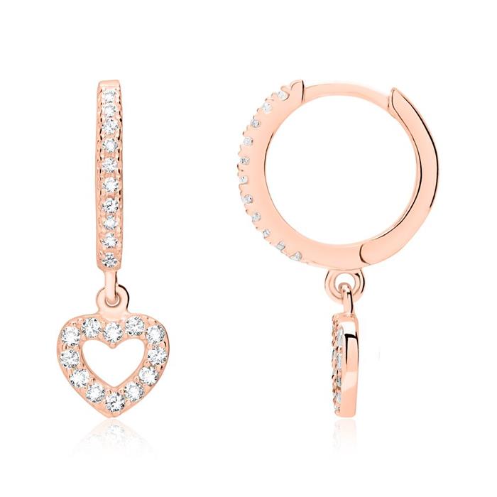 Rose gold plated sterling silver hoops with zirconia