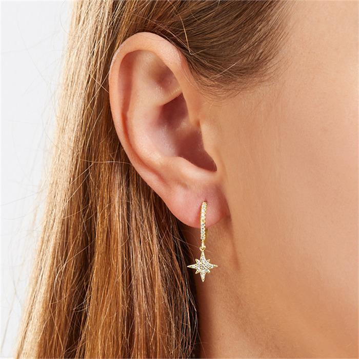 Hoops star pendant sterling sterling silver gold plated zirconia