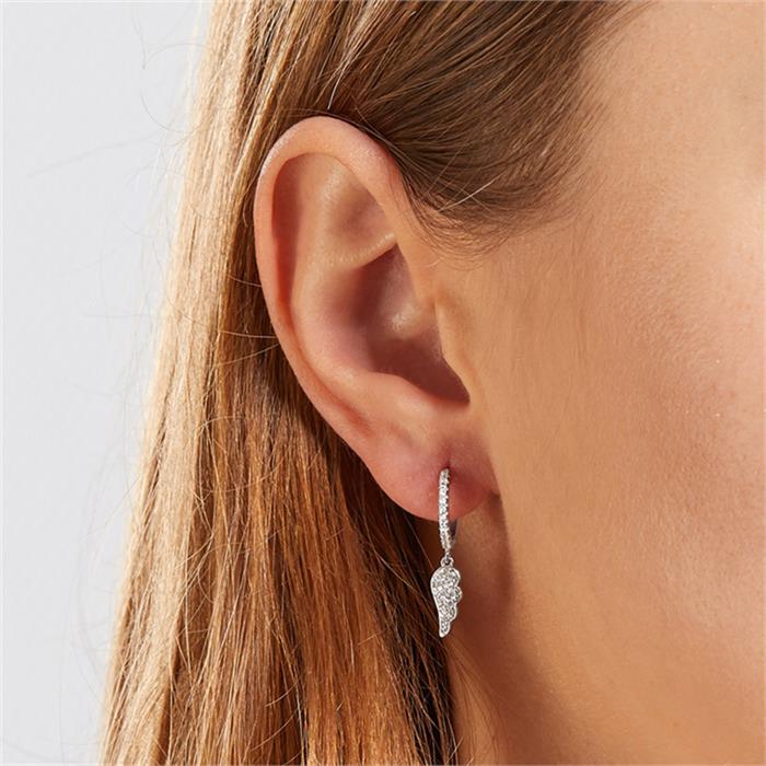 Folding hoops wings made of sterling silver with zirconia