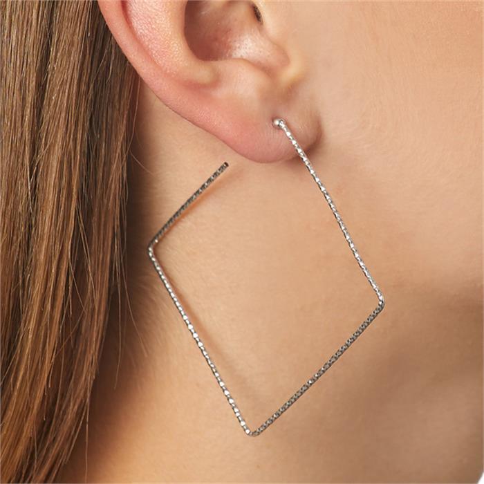 Sterling sterling silver hoops square