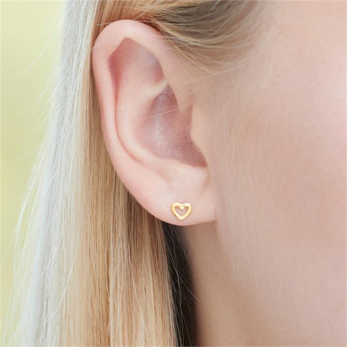 Heart Studs In Gold-Plated Sterling Silver