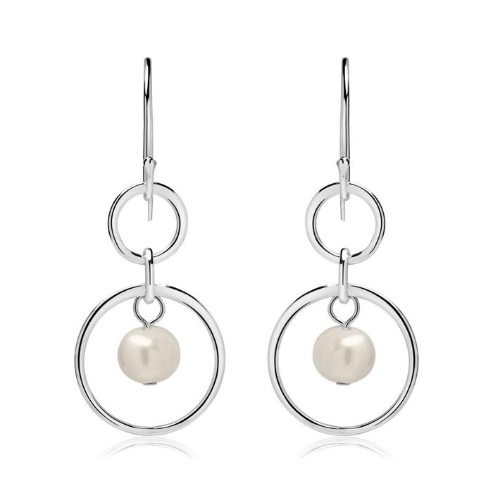 Circle earring made of 925 silver with beads