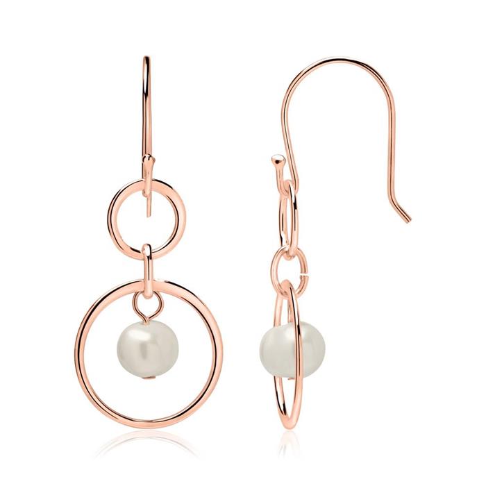 Earrings in rose gold-plated sterling silver with pearls
