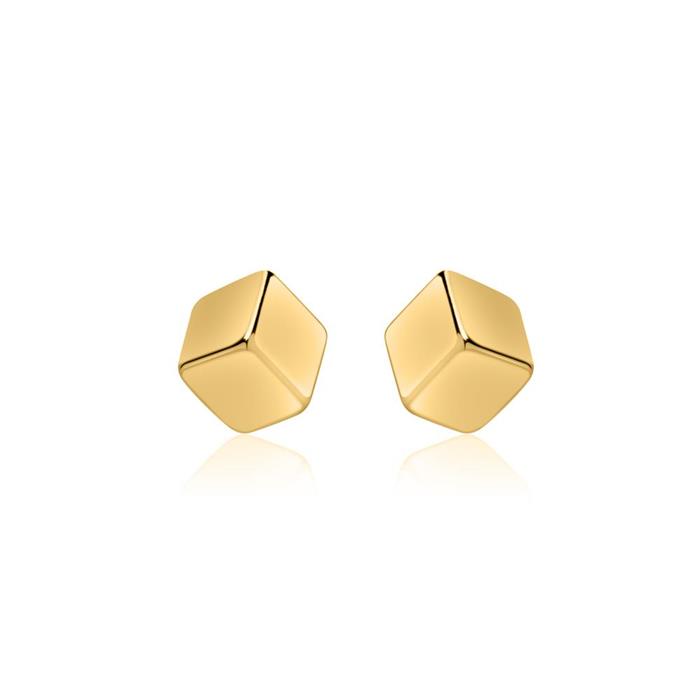 Ear stud cube made of gold-plated 925 silver