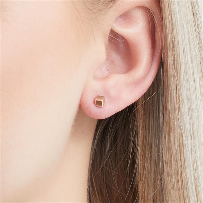 Cube earrings in rose gold-plated 925 silver