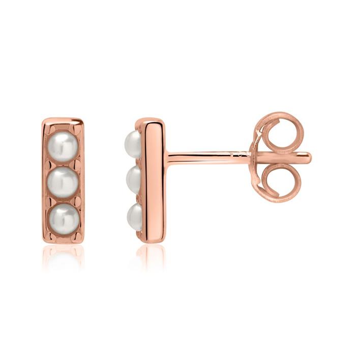 Stud earrings in rose gold-plated 925 silver with pearls