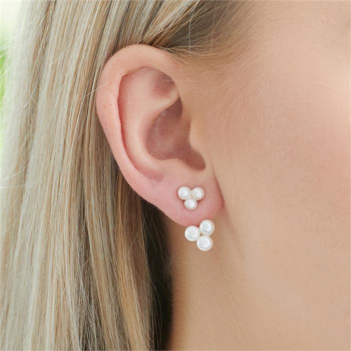 Ear jackets made of 925 silver with freshwater pearls