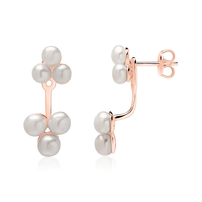 Ear jackets in rose gold-plated 925 silver with pearls