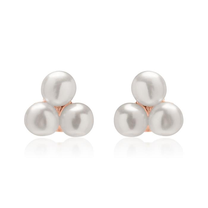 Rose gold plated 925 silver ear studs with pearls