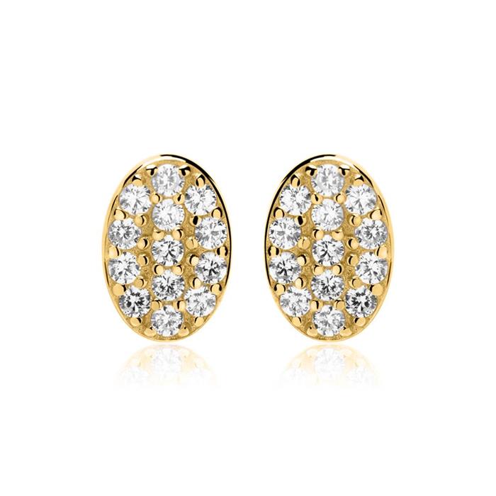 Oval earrings in gold-plated 925 silver zirconia