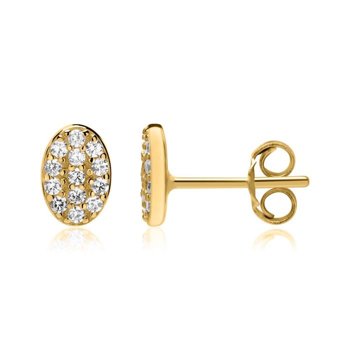 Oval earrings in gold-plated 925 silver zirconia