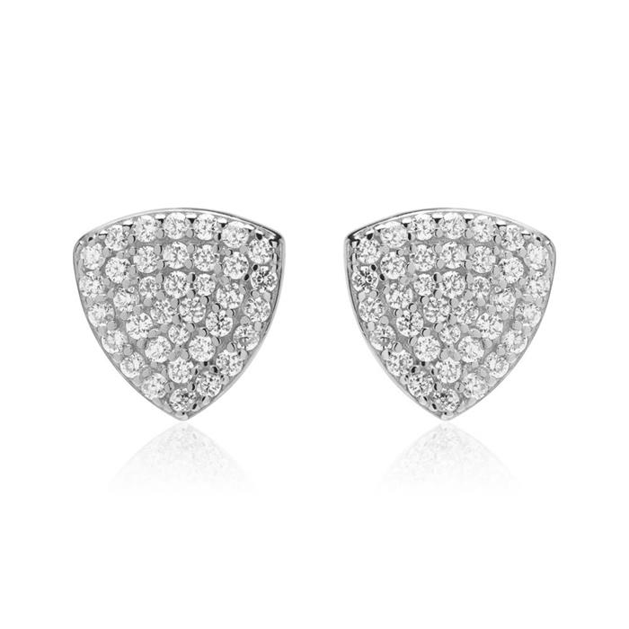 Stud earrings 925 silver triangles with zirconia