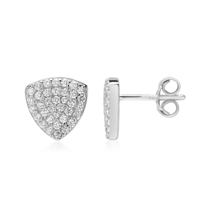 Stud earrings 925 silver triangles with zirconia