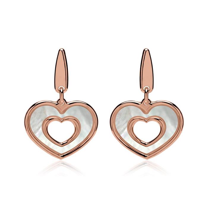 Heart stud earrings in rose gold-plated 925 silver
