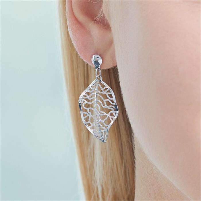 925 Silver Leaf Design Stud Earrings