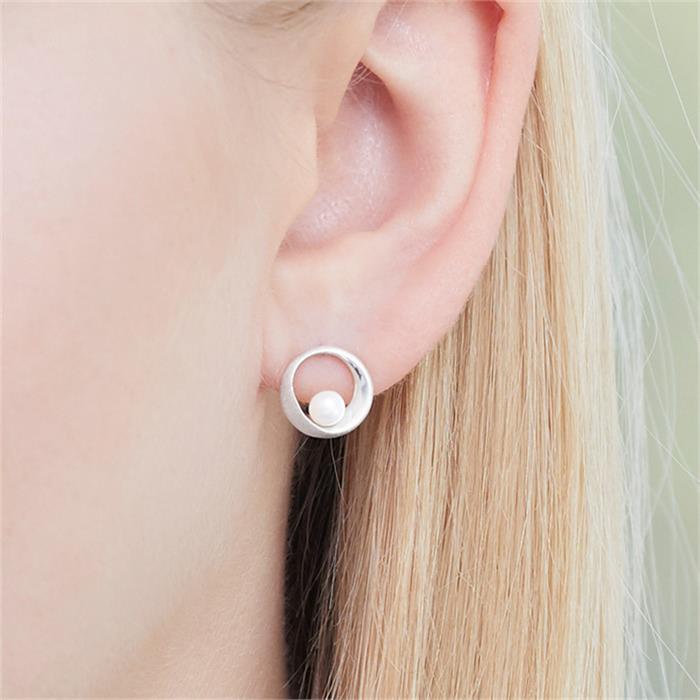 Circle earrings made of 925 silver with beads