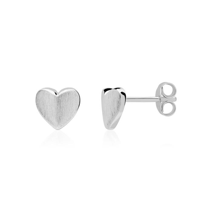 Heart earrings in sterling silver matted