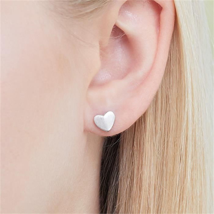 Heart earrings in sterling silver matted